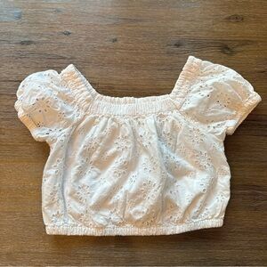 3/20$ GAP Kids White Eyelet Top size L(10)